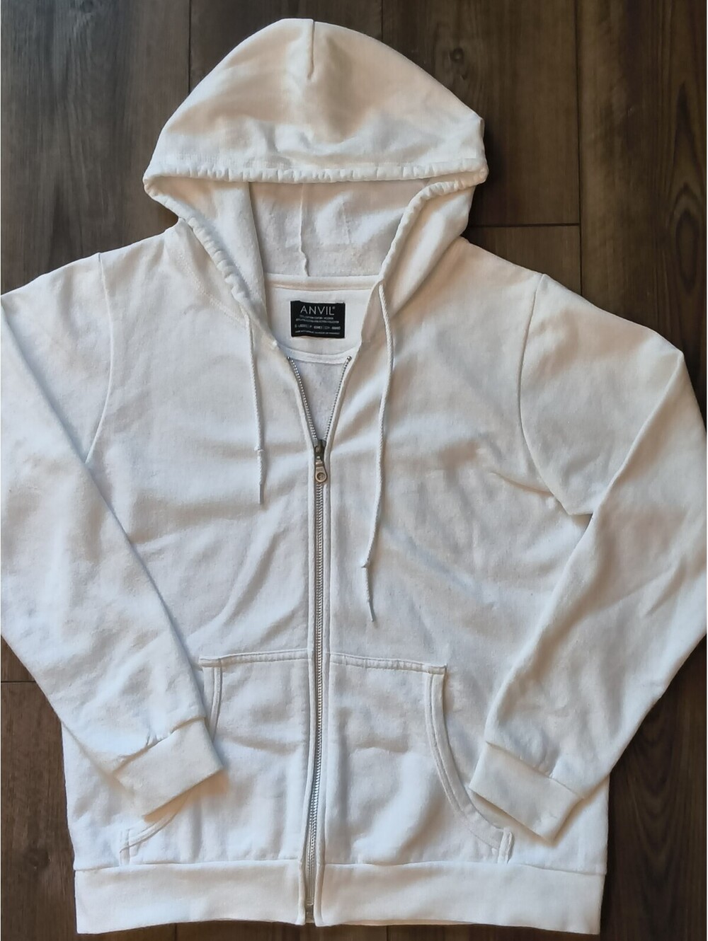 Anvil Cozy Cotton blend Full Zip Hoodie Shimmering Snowflake White Small